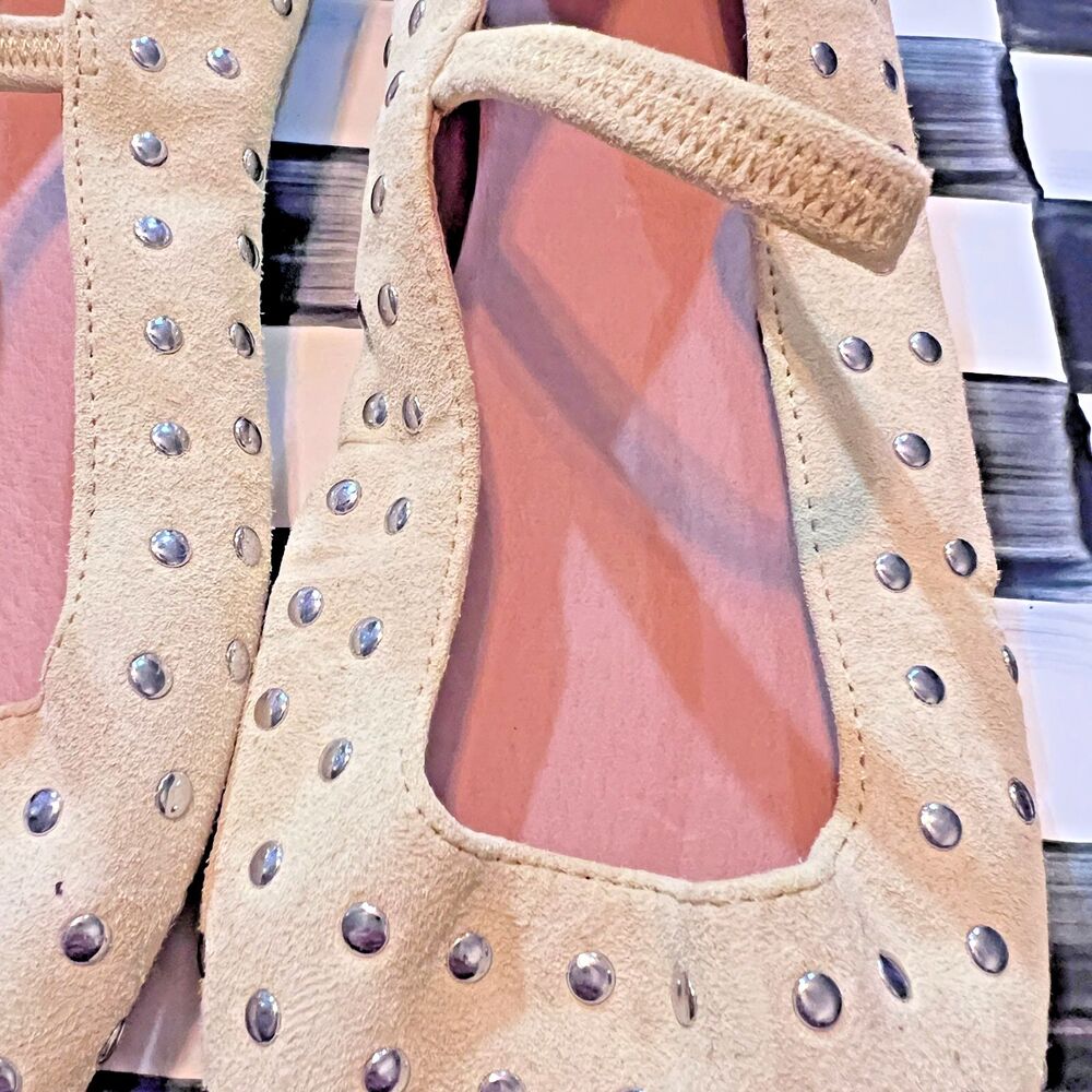 MADEWELL 11 The Greta Ballet  Studded Suede YELLOW Leather Flat NV817 - Picture 4 of 7